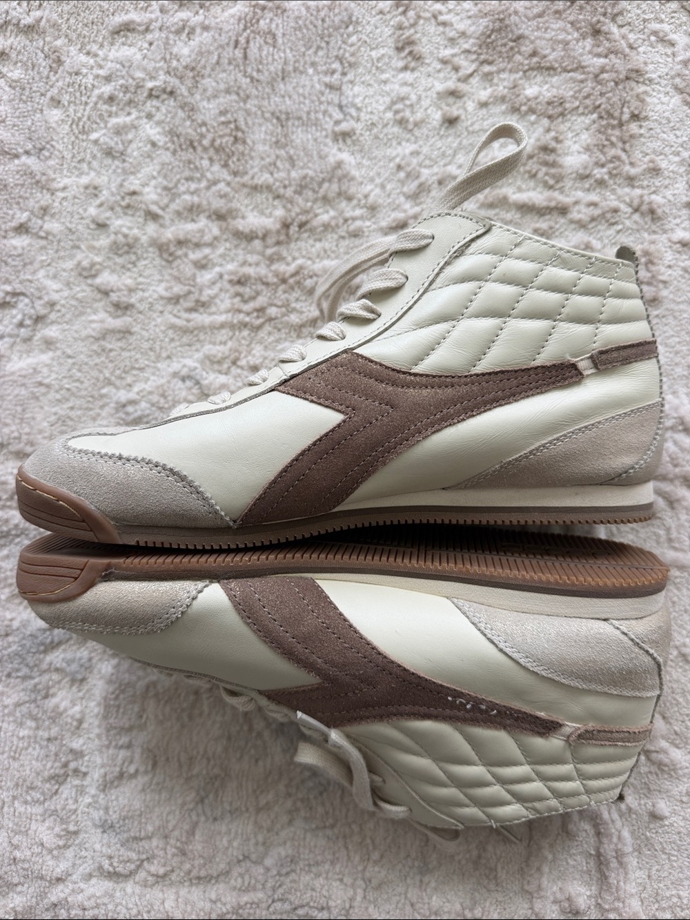 Diadora Cream and Light Brown High-Top Sneakers - Picture 5 of 7